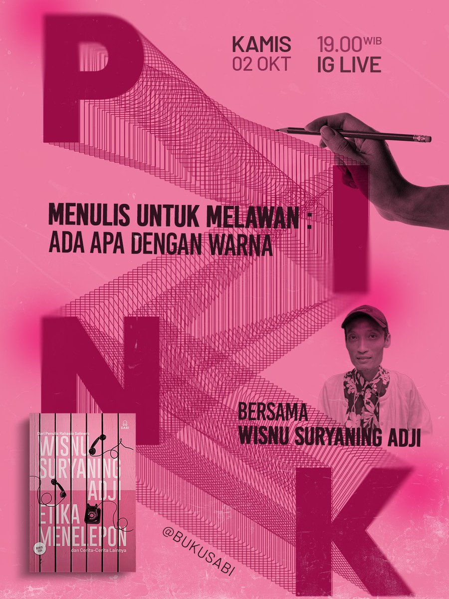 Kalau kemarin kita sempat ngobrol di Space, kali ini kita bakal ngobrol lagi di IG <a href="/bukusabi/">Sabi Media</a> masih dengan tema yang kurang lebih sama "Menulis untuk Melawan" tapi kali ini kita akan fokus ngebahas soal warna pink.

Save the date. Sampai ketemu besok, sobat Sabi ☺️