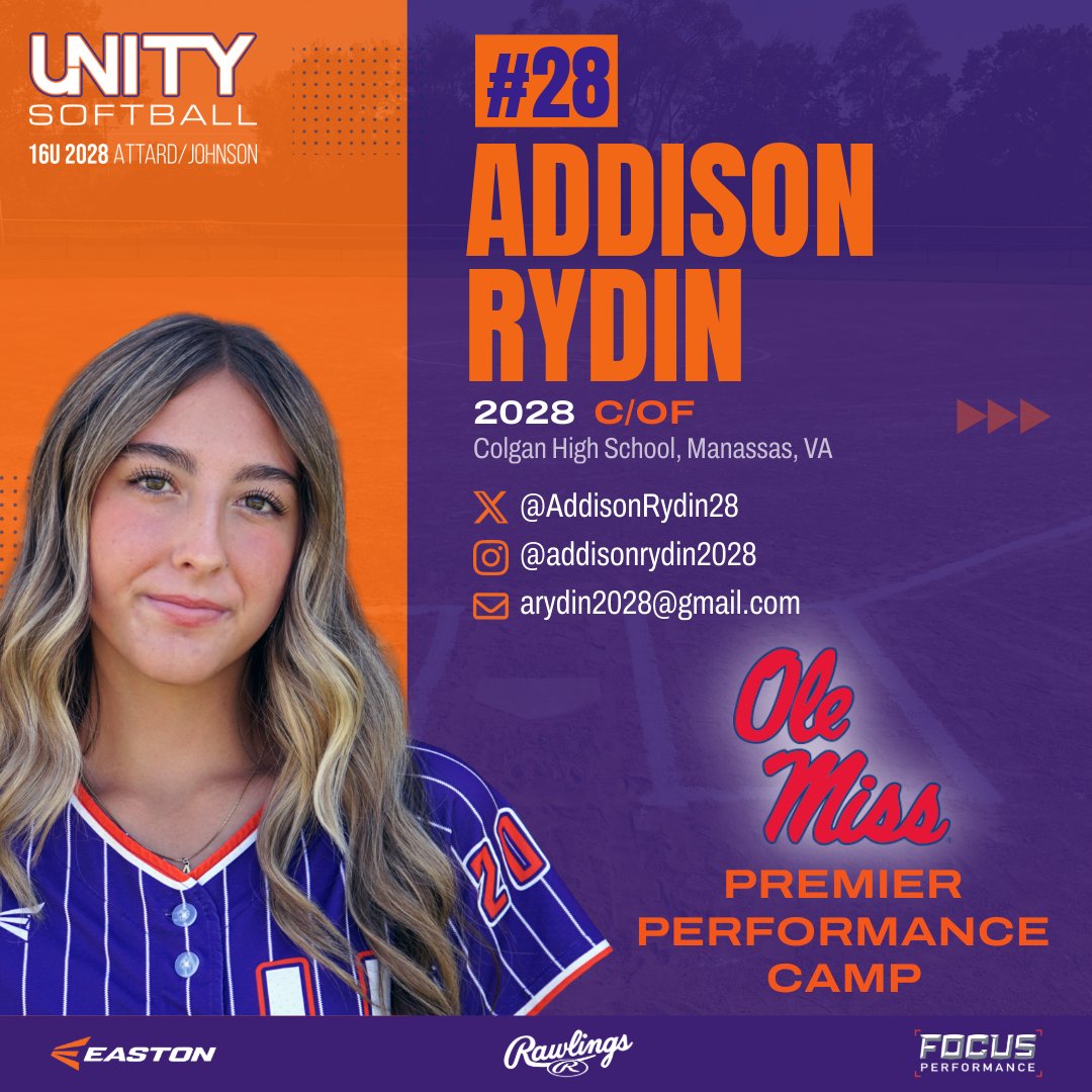 UnityAttard's tweet image. Addison (@AddisonRydin28) is attending @OleMissSoftball 🥎 camp this weekend! @Jamie_Trachsel @EhrenEarleywine @NEvansSoftball @CoachBBuchanan @VAUnitySB @UnityCoachJosh