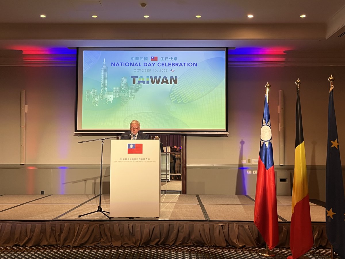 TaiwanEU's tweet photo. “Taiwan is not a Question. Taiwan is the Answer.”

On Sept 30, our Brussels Office celebrated Taiwan’s 114th National Day with Amb. SHIEH Jhy-Wey &amp; 300+ guests, including EU &amp; Belgian leaders, parliamentarians &amp; friends of Taiwan 🇹🇼🇧🇪🇪🇺🥰 https://t.co/IFJ1n1GRsX