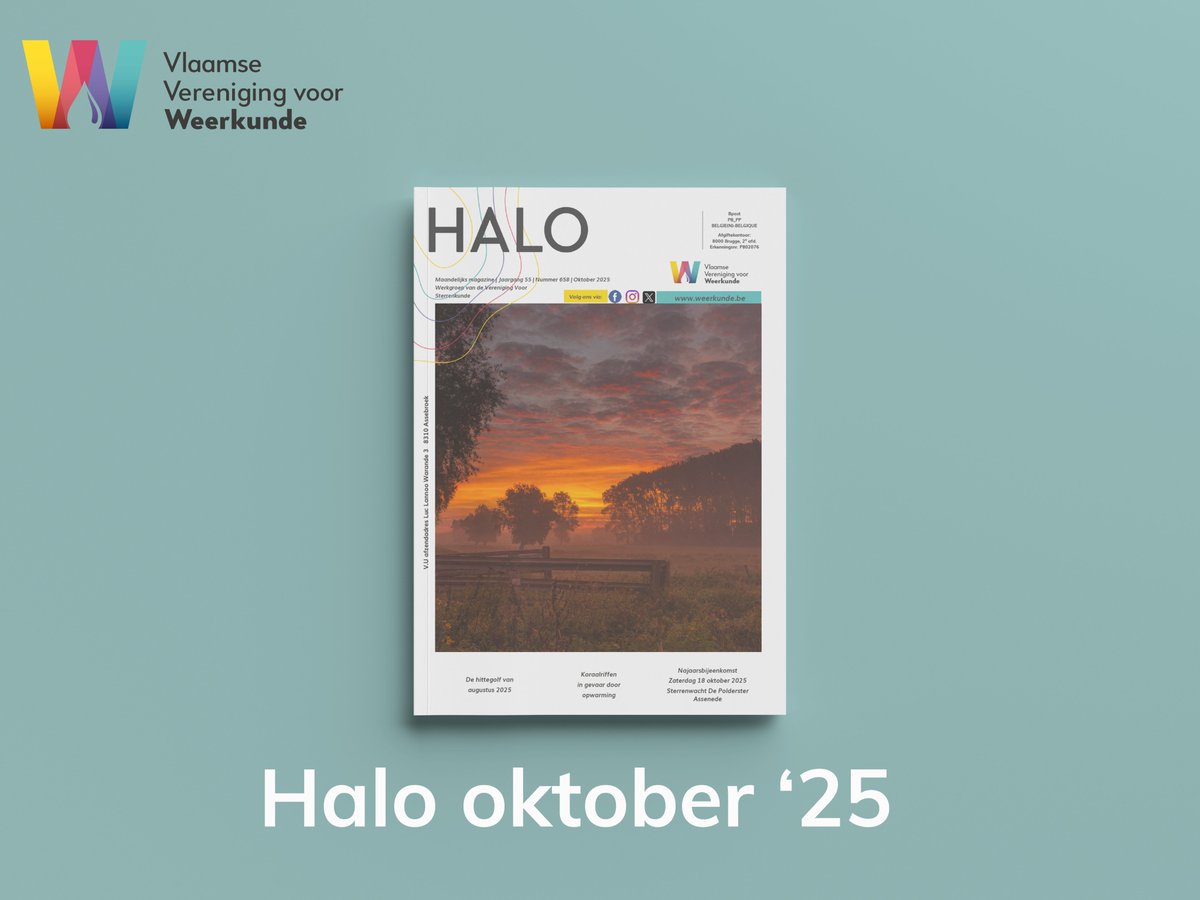 🌟 De nieuwe editie van ons maandelijkse tijdschrift 𝗛𝗮𝗹𝗼 is er!

🍂 De najaarsbijeenkomst op 18 oktober 2025 in Assenede
🌦️ Nieuwe waarnemingstoestellen voor Meteo Tollembeek
🌳 Bomen en water – hoe natuur en klimaat elkaar beïnvloeden
…

weerkunde.be