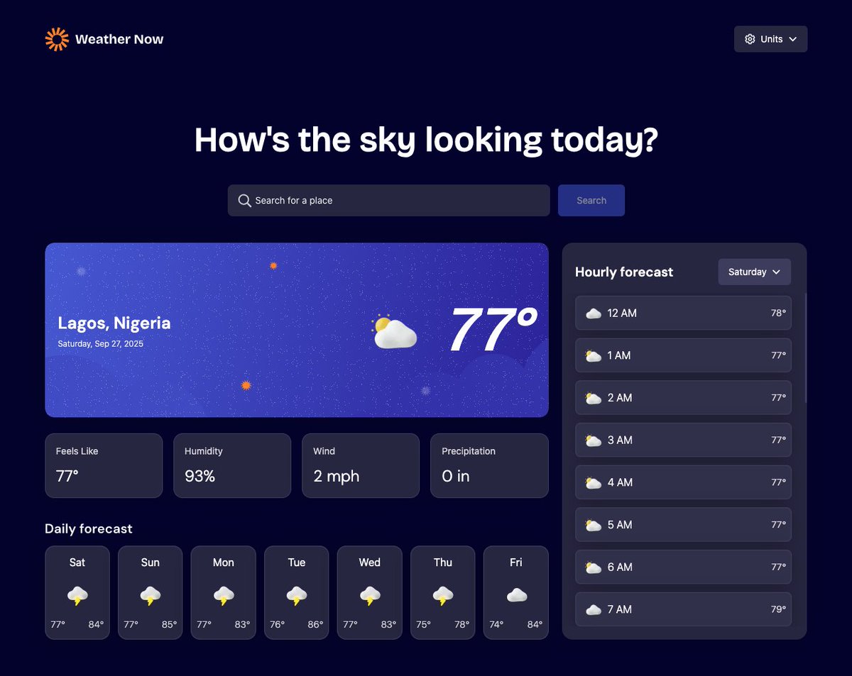 _omolomo_'s tweet image. My submission for the FM30Hackathon #FM30Hackathon

Live demo link: …mentor-challenge-two-sepia.vercel.app

Github link: github.com/Demandtech/fro…

Solution page link: frontendmentor.io/solutions/weat…