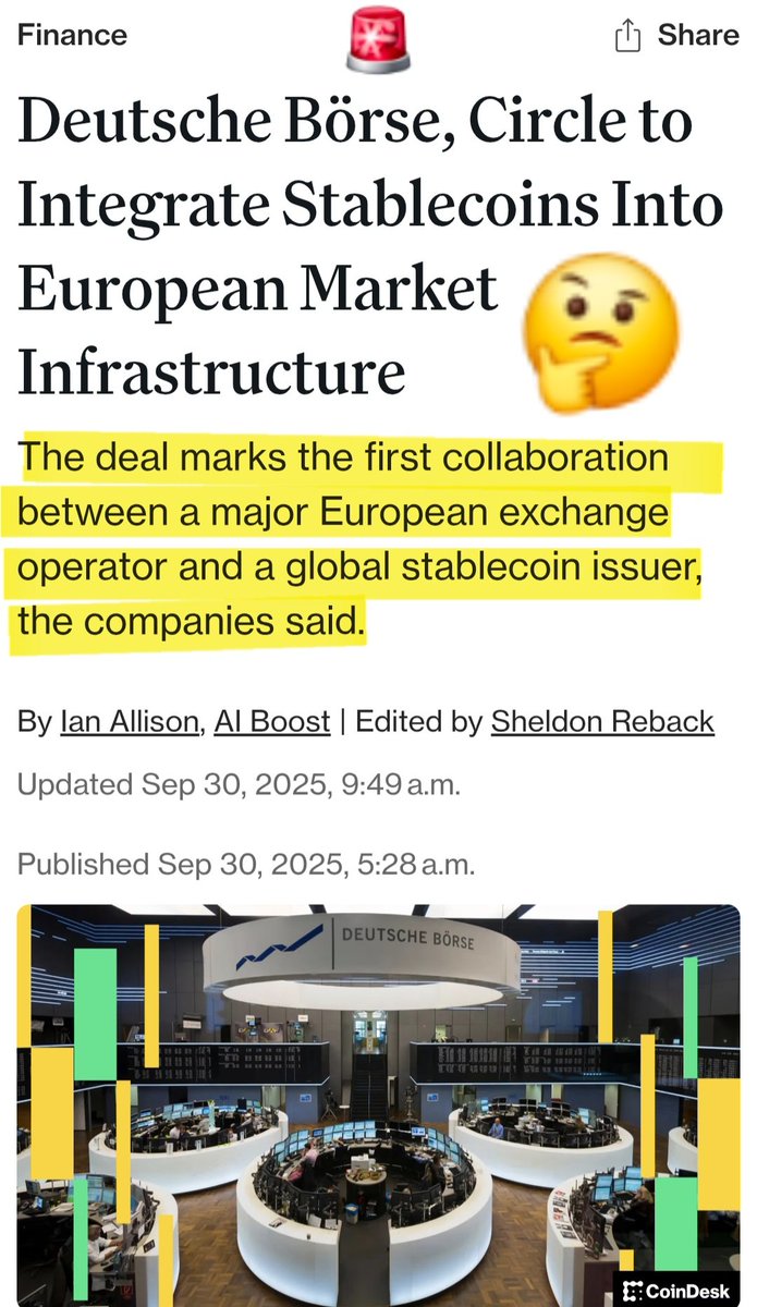 JussSef's tweet image. 🚨Big Moves in TradFi x Crypto 🌍
 Coincidence  or Inevitable⁉️🤔

-Deutsche Börse 🤝 Circle
-Deutsche Bank 🤝 Zebec

✅ $USDC + $EURC integrated into EU markets‼️
✅ Circle USDC  powering Zebec&apos;s payroll, cards &amp;amp; payments‼️
✅ Deutsche Bank’s AllUnity stablecoin chooses Zebec as…