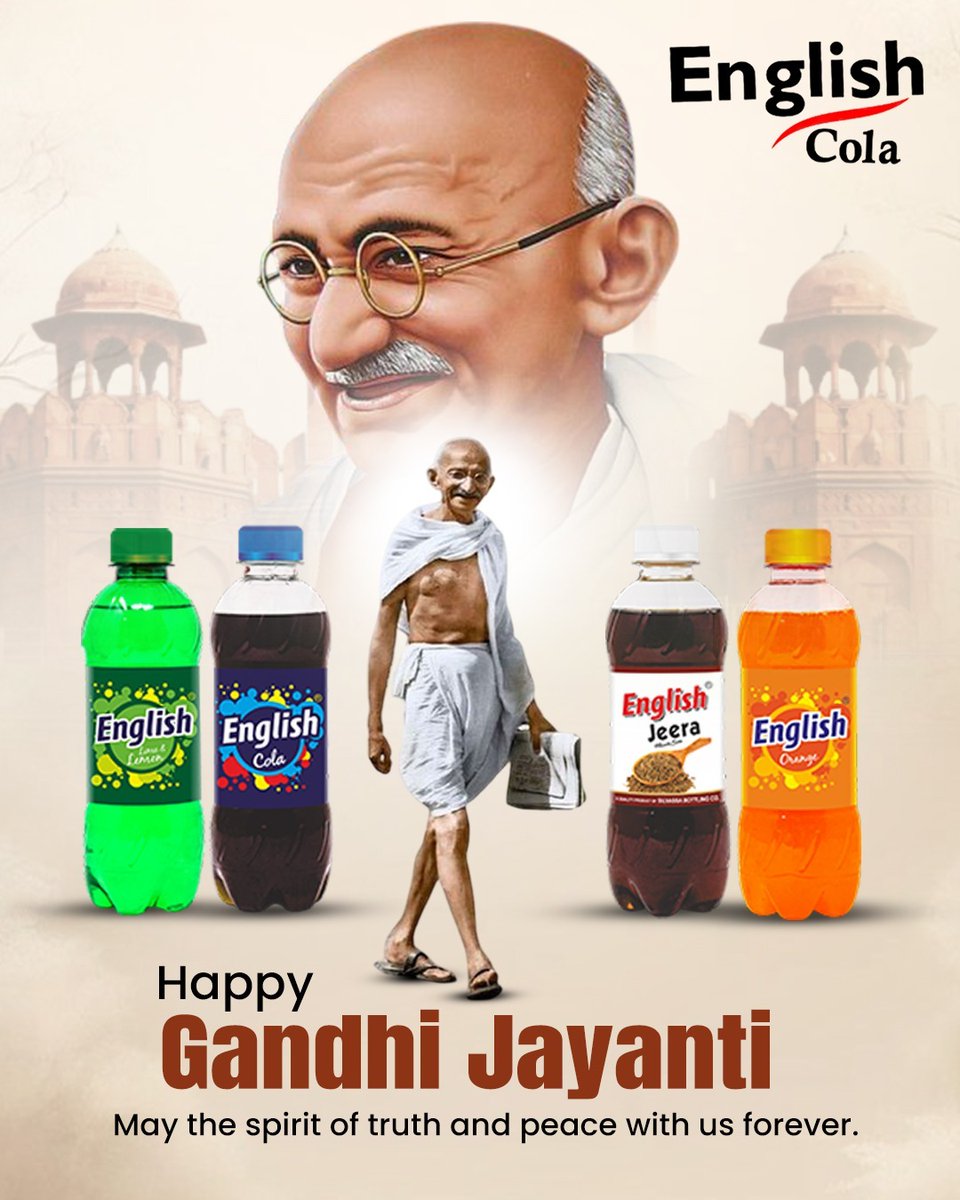 EnglishCola23's tweet photo. Honoring Bapu’s vision of truth, peace, and simplicity. Let’s walk the path of harmony this Gandhi Jayanti. 🙏  
.
.
.
.
#GandhiJayanti #TruthAndPeace #englishcola #gandhijibirthday #peaceandquiet #meerut   
[Gandhi jayanti, English Cola, Jeera Flavour, Gandhi ji birthday] https://t.co/Syx3WT7u5J