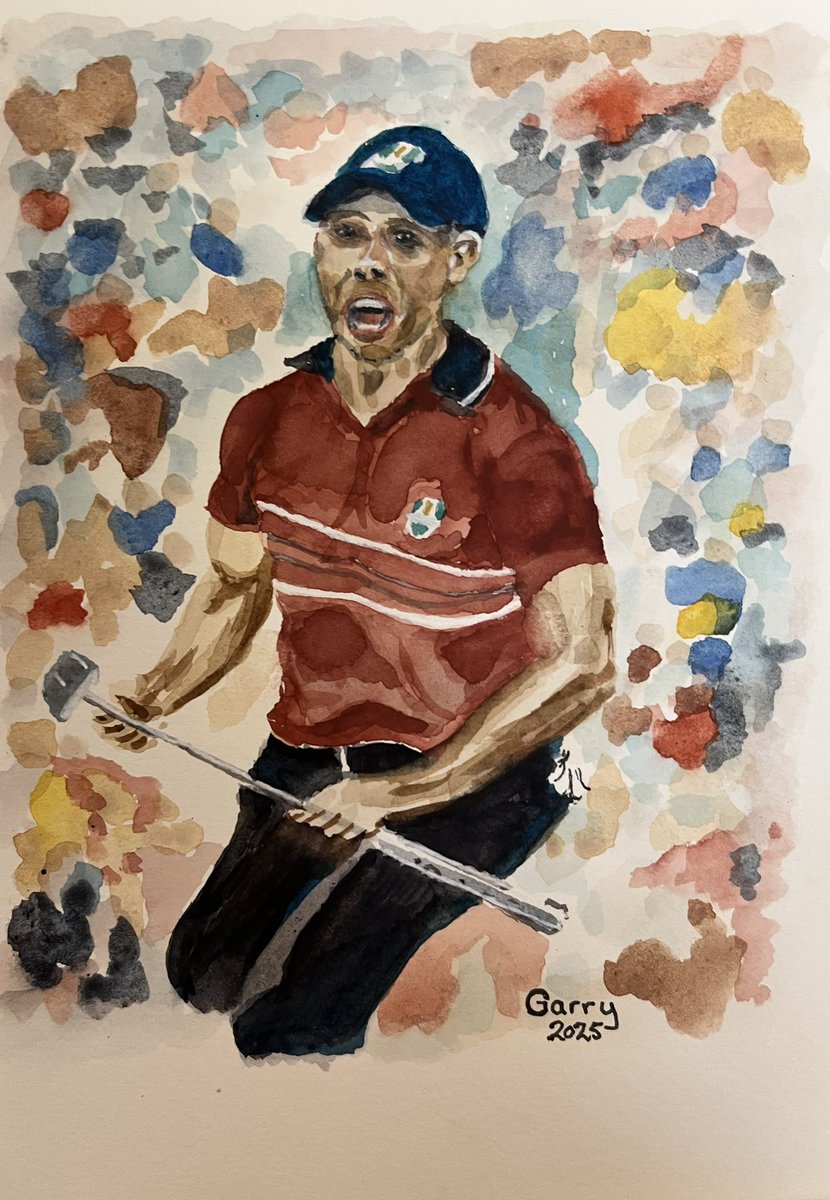 Here’s my #Watercolour of <a href="/McIlroyRory/">Rory McIlroy</a> <a href="/RyderCupEurope/">Ryder Cup Europe</a>  #RyderCup2025  #watercolourpainting #watercolor