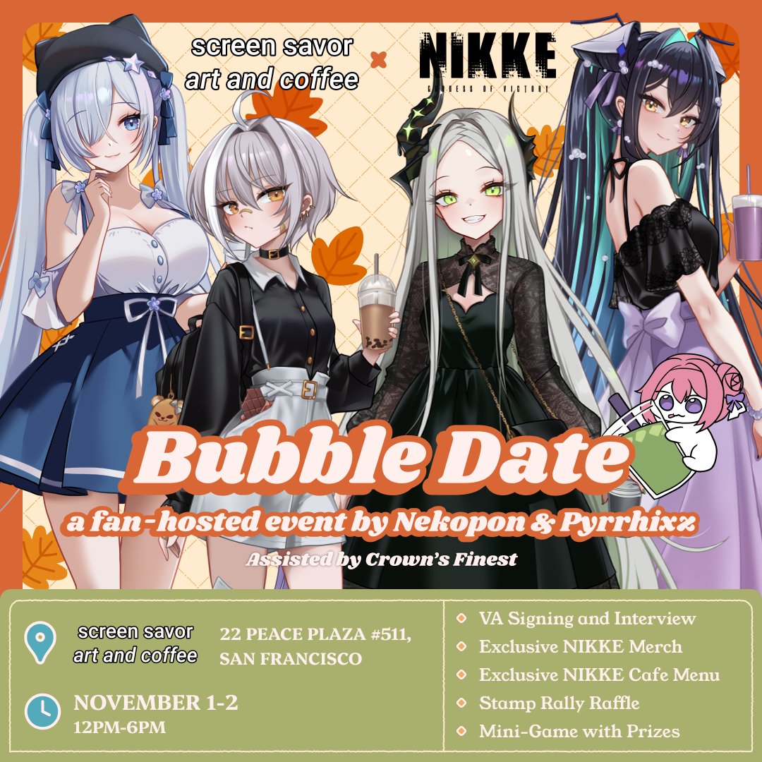 Save the date, Commanders! 🗓 Nov 1–2 we’re bringing NIKKE to <a href="/screensavor/">screen savor</a>! We'll have 🎤 VA &amp; cosplay guests, ✨ exclusive art + merch, 🍹 themed drinks, 🎁 games + prizes, all in one place! Who’s ready to hang out talk about our fav game?! <a href="/Pyrrhixz/">Pyrrhixz | Honse Historian</a> and I will be there!