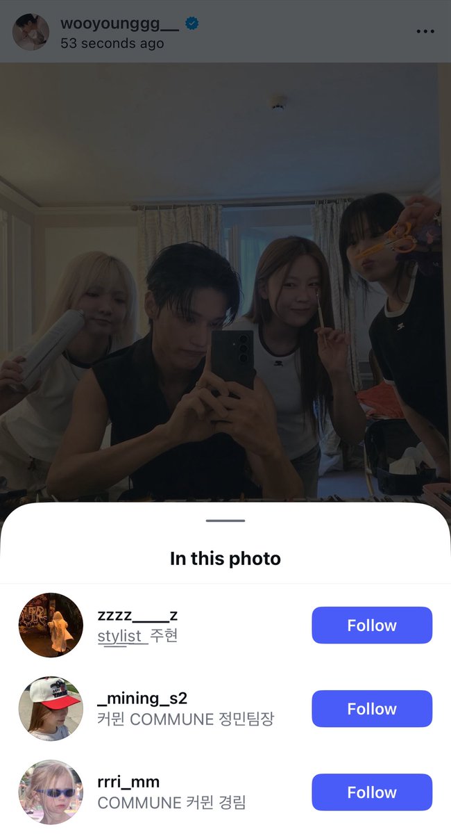 b1tesize's tweet image. wooyoung tagging the stylists he worked with for his pfw look 😭😭😭😭😭 hes so lovely