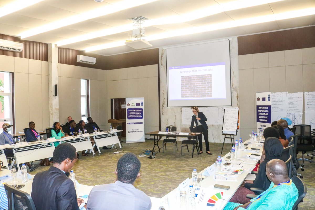 Gambia_ADRS's tweet photo. Day-Three of EU-UNDP GREAT Project training on Mediation, Negotiation, Arbitration and Conciliation for ADRS staff. Today, the training focuses on "Mediation Competencies" to strengthen the skill of participants for effective mediation.
#GREATProject #training #EU-UNDP https://t.co/e2LPdImJc6
