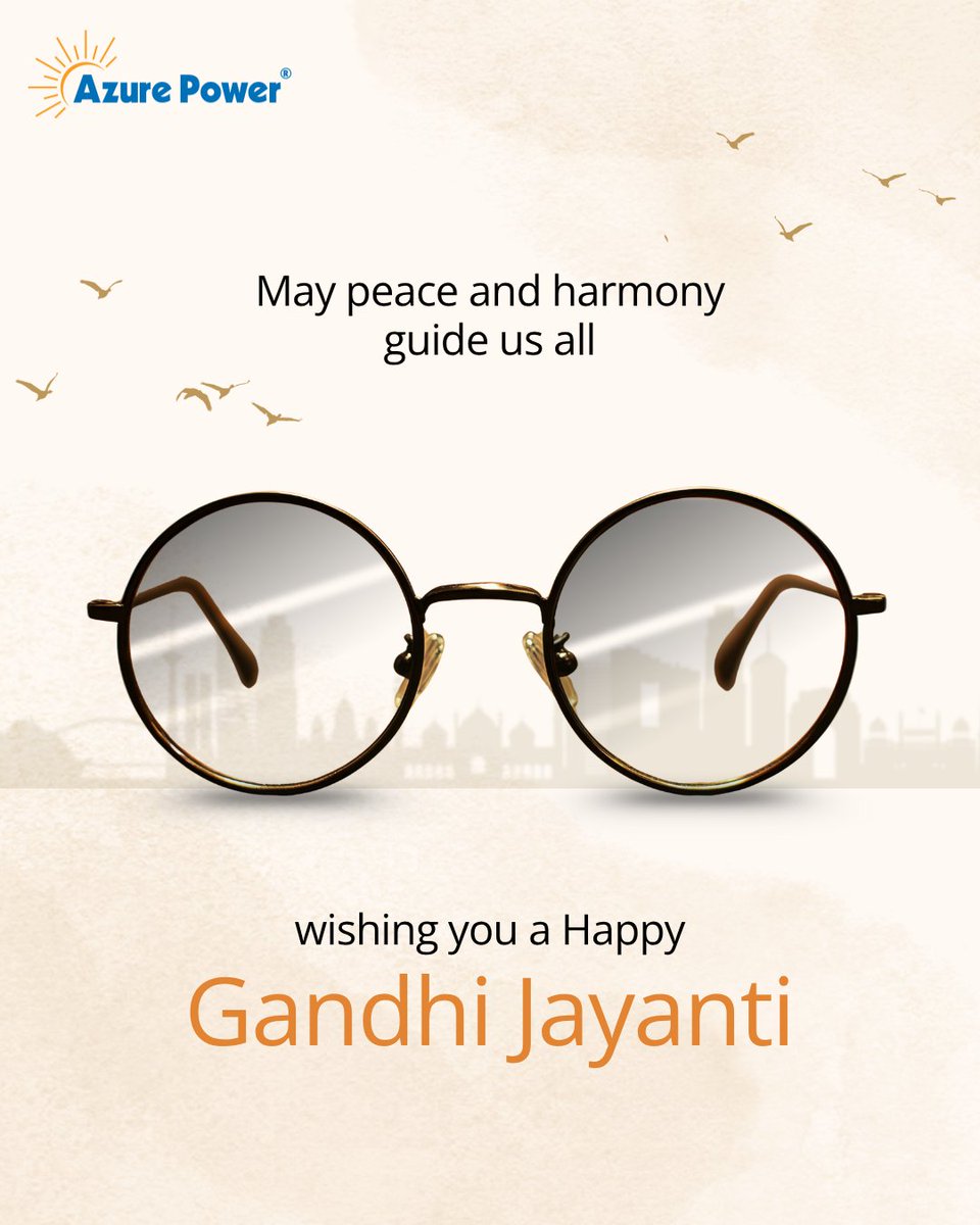 AzurePowerSolar's tweet image. On this Gandhi Jayanti, we wish you peace, harmony, and the strength to walk the path of truth.

#GandhiJayanti #AzurePower