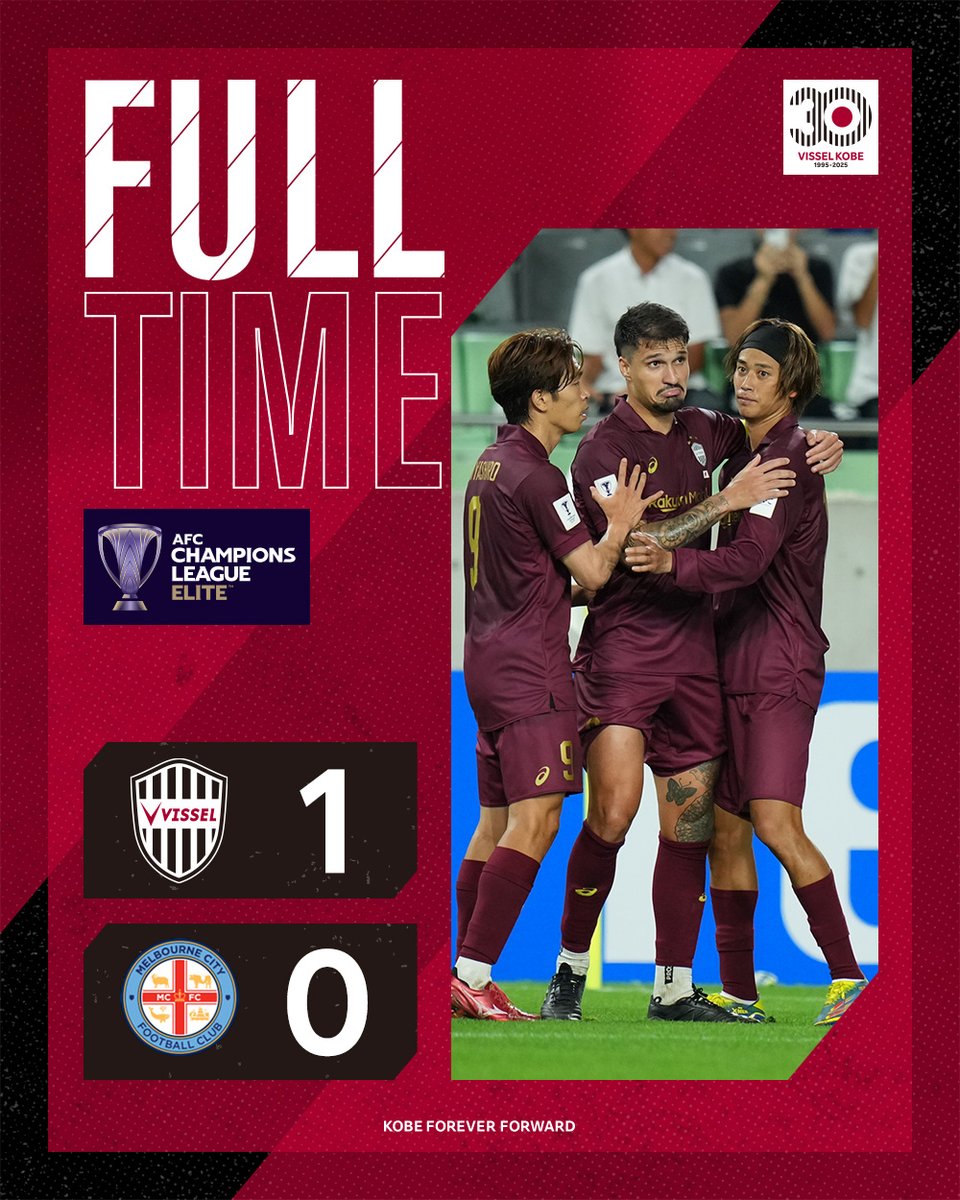 [FULLTIME] 

VISSEL KOBE 1-0 MELBOURNE CITY

ハイライトは <a href="/DAZN_JPN/">DAZN Japan</a> 📽️
登録は⏩x.gd/aQN6Y

#visselkobe #ヴィッセル神戸 #ACLElite