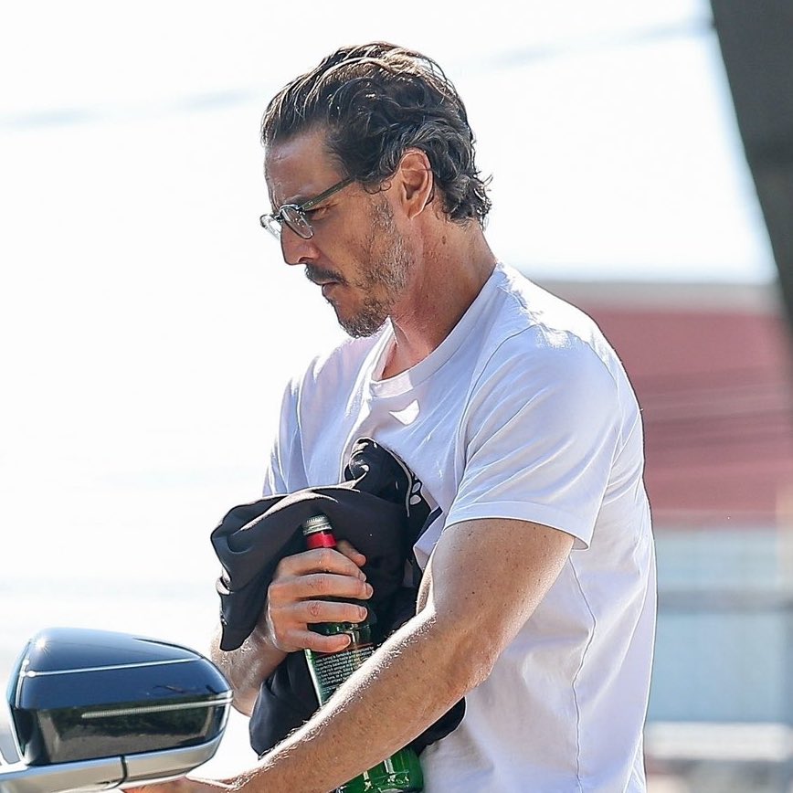 lcvespascal's tweet image. the slicked back curls with the grey grown out beard……………….