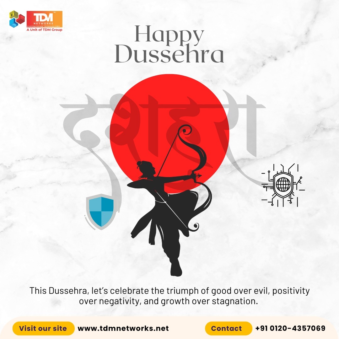 tdmgroupnetwork's tweet image. This Dussehra, let’s celebrate the triumph of security over threats, connectivity over gaps, and growth over stagnation - powered by TDM Networks.

Happy Dussehra! 🎉

#SecureWithTDM #HappyDussehra #ITExcellence #TDMNetworks #CyberSecurity