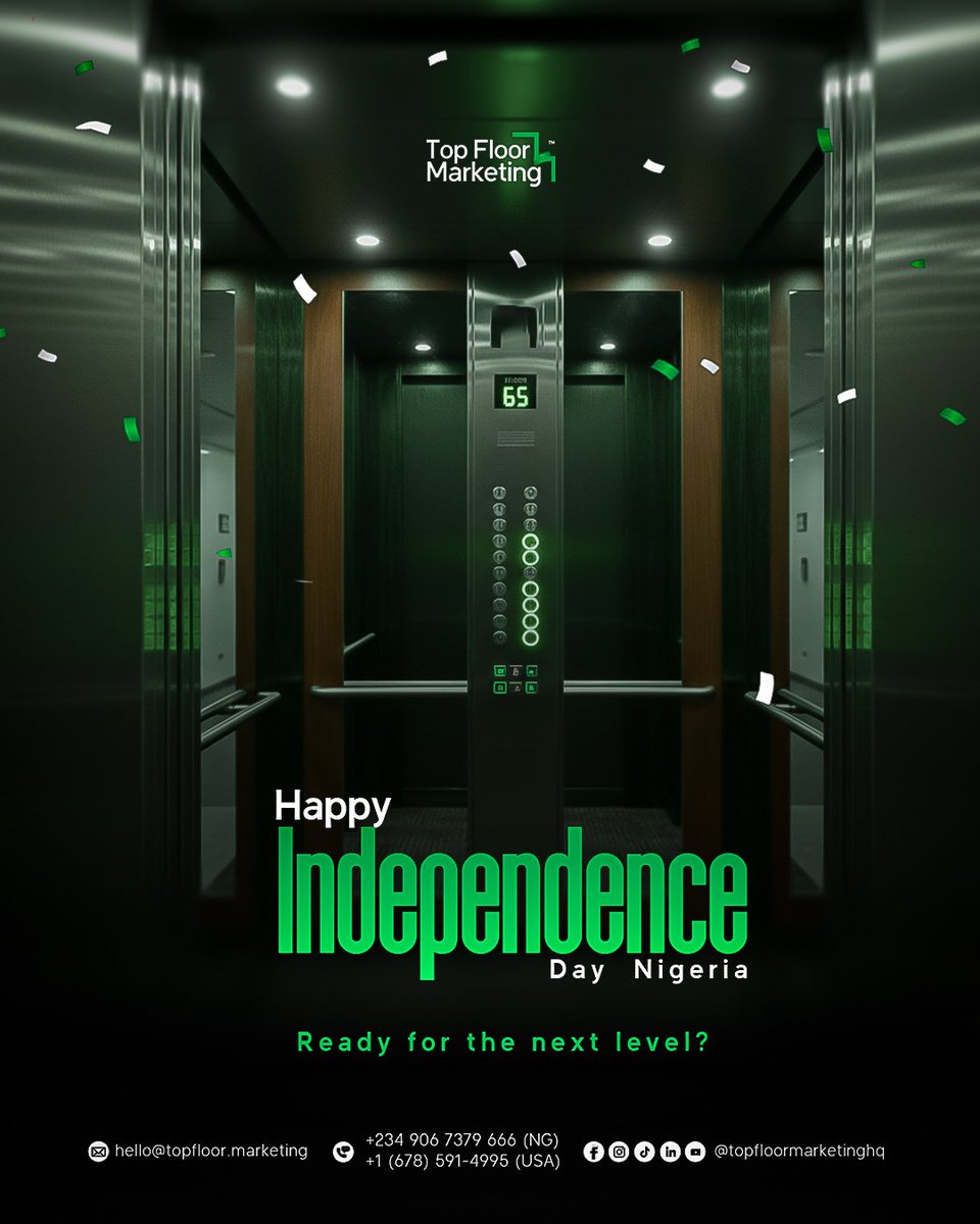 TopFloor_TFM's tweet photo. 65 years of independence 🇳🇬.
But freedom is only the beginning.
Here’s to building a Nigeria where freedom fuels growth, innovation and impact ✨.
#NigeriaAt65 #BeyondVisibility #independenceday2025 #nigeria #HappyIndependenceDaynigeria https://t.co/v24rr6WHT5