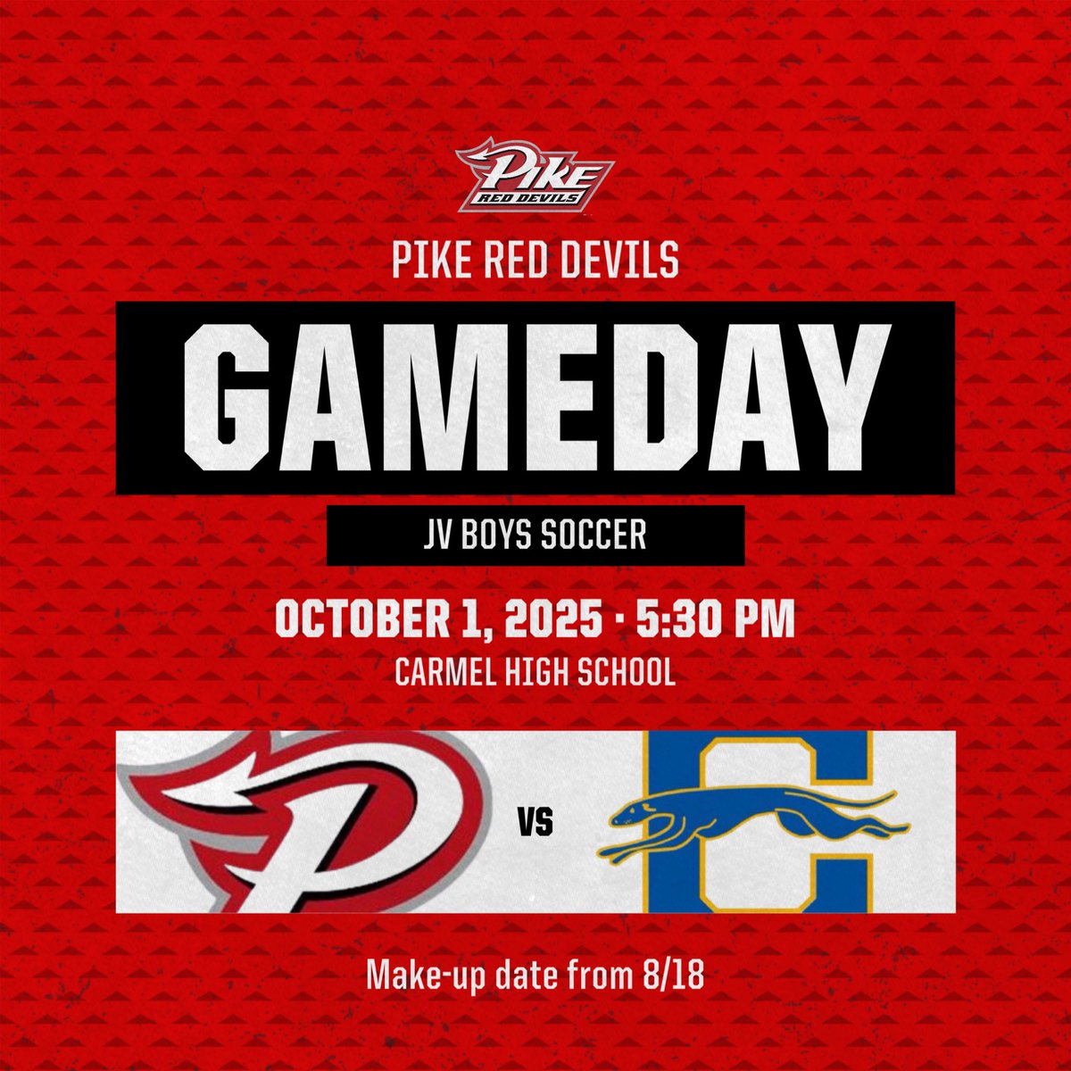 It’s Game Day!

⚽️  » Boys Soccer (JV)
🆚 » <a href="/carmelathletics/">Jim Inskeep</a> 
⏱ » 5:30 PM
📍 » Carmel