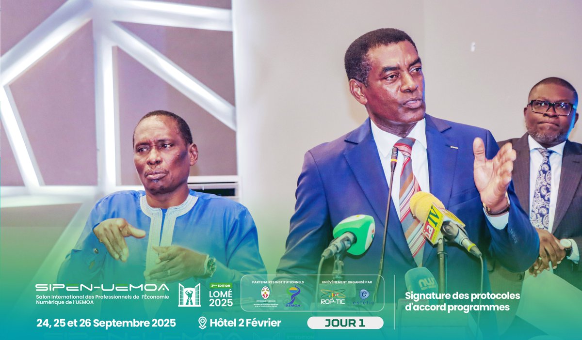 SipenUemoa's tweet photo. Retour en images #SIPENUEMOA2025 | La cérémonie d’ouverture a été marquée par la signature de plusieurs accords stratégiques (ESTETIC, UEMOA, ROP-TIC, GOTIC, ESA, ESG UQAM, EMSP) pour bâtir un écosystème numérique inclusif &amp; durable dans l’espace UEMOA.
#Innovation #Inclusion https://t.co/xLvSpjlG3B