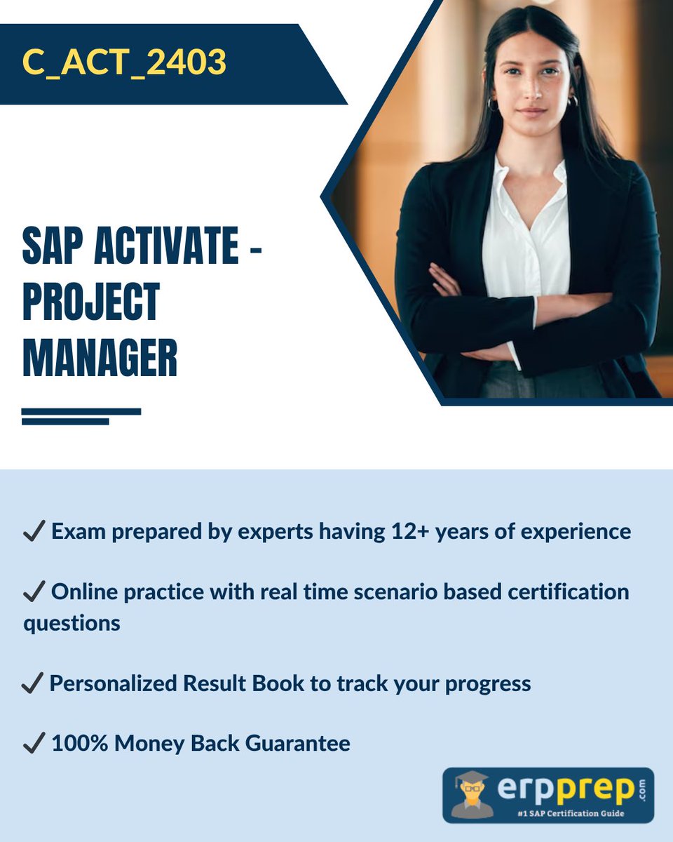 erpprep's tweet image. 🔥 Preparing for C_ACT_2403 Certification?
Boost your prep with:
✅ Practice tests
✅ Real exam questions
✅ Proven prep strategies
📖 Full resources 👉 erpprep.com/others/c-act-2…
#SAPCertification #ExamPreparation #PracticeTest #QuestionsandAnswers #SAPCareers