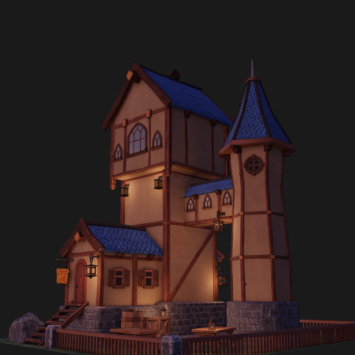 SlagPerch3D's tweet photo. Next "major" one.

This time, mage #tower made with assets from previous work. The idea was to create some sort of construction set to create fantasy buildings quick and steady)

~~~
#blender #3d #3dmodeling #3dmodel #building https://t.co/LThs02DSmY