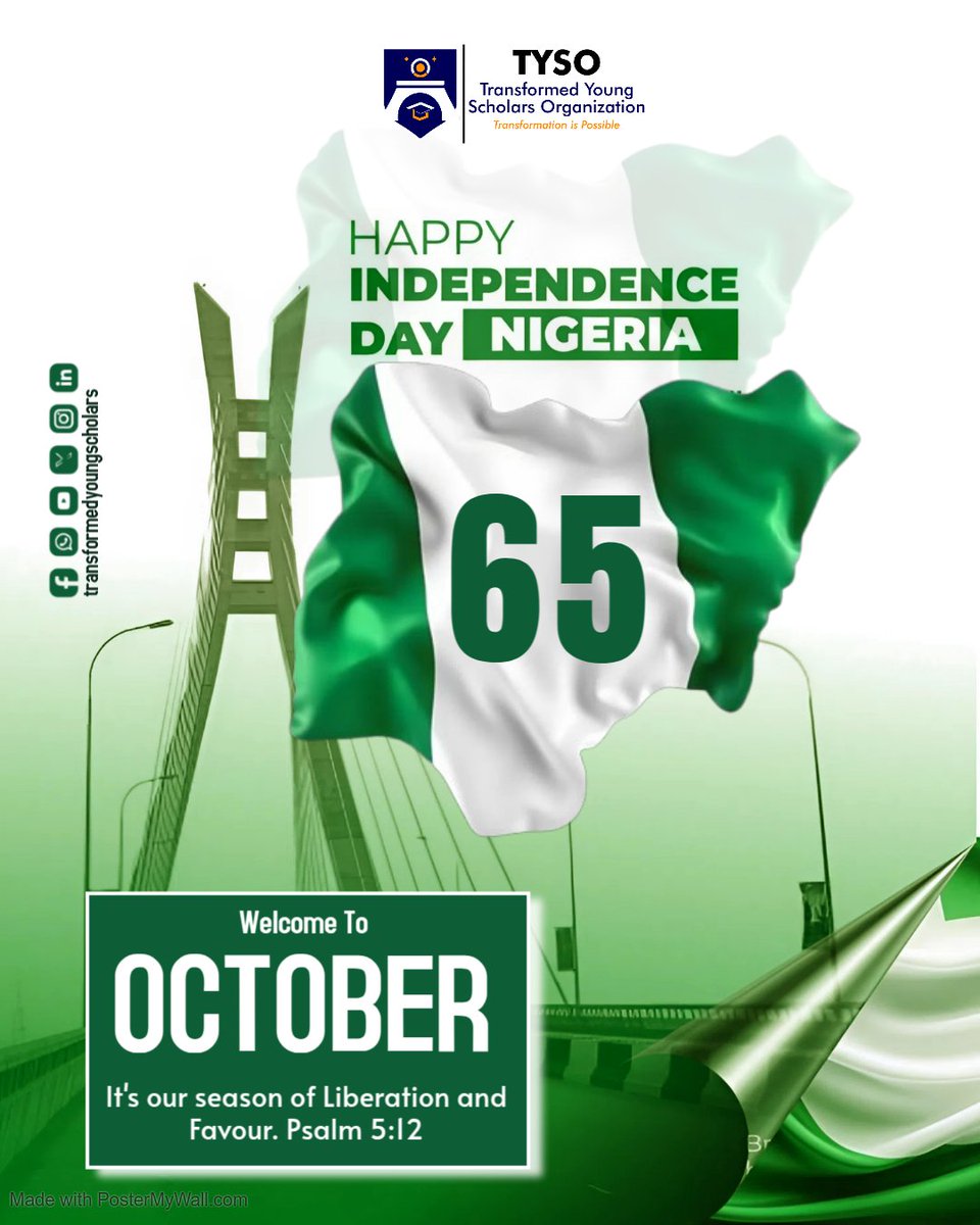 mike_ngene23851's tweet photo. It’s a new day 🌅
From all of us at TYSO, welcome to October!
We believe this month will bring you uncommon favour as you labour with the grace given to you. ✨
#TYSO #Nigeria@65 #OctoberBlessings https://t.co/bpNmtTW9Ni