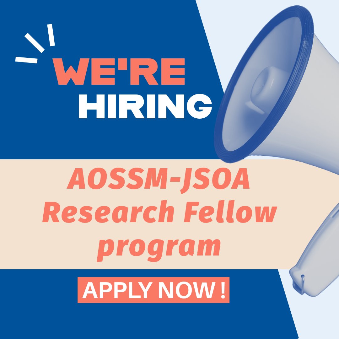 JSOA_official's tweet photo. ■募集のご案内■
このたび、AOSSM-JSOA Research Fellowを募集します。詳細は学会ホームページ��会員専用ページ内に掲載しています。新プロジェクトになりますので、是非、ご応募ください！

JSOA HP
 [JP]🌐https://t.co/Lia2b3Rtqw　
 [EN]🌐https://t.co/etmCSC5UmK

#JSOA #AOSSM #sportsortho https://t.co/Jo4q4YaADC