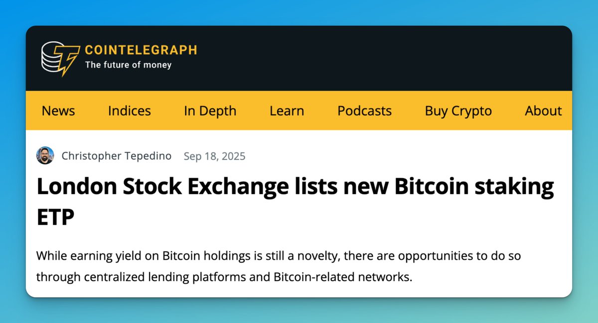 Coredao_Org's tweet photo. This is how you onboard a nation.

The Core-powered ETP on the London Stock Exchange is a monumental step forward, making productive Bitcoin accessible to millions of investors across the UK. 🇬🇧 🔶 https://t.co/wYqVTdhhol