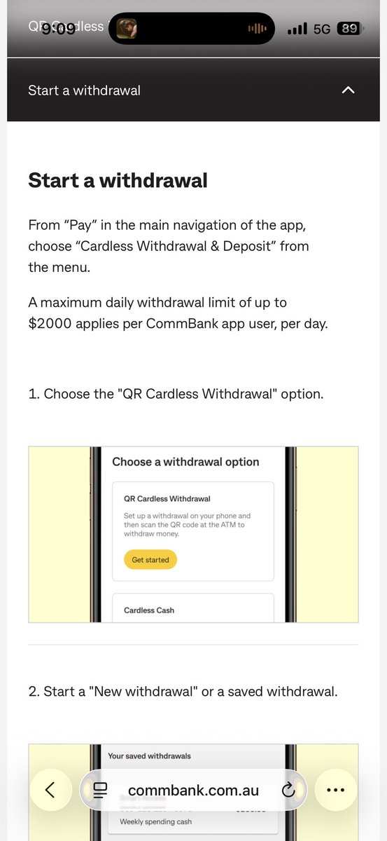 tripletriple007's tweet photo. @CommBank how come i can’t do cardless withdrawals of more than $500 when the daily limit is $2000? https://t.co/Vx4ItDSWvh