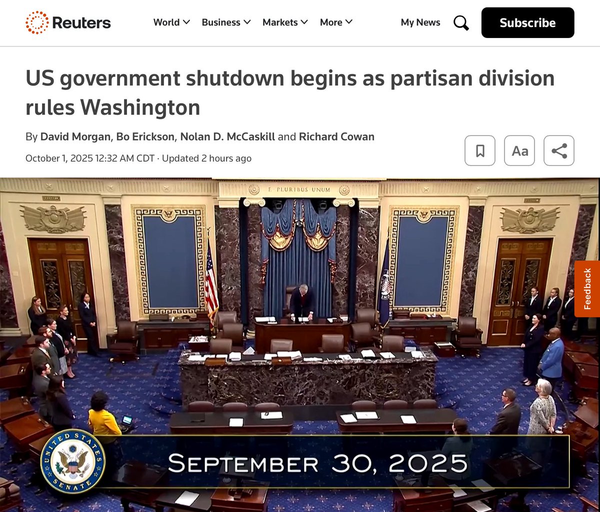 The U.S. government shut down much of its operations on Wednesday as deep partisan divisions prevented Congress and the White House from reaching a funding deal, setting off what could be a long, grueling standoff that could lead to the loss of thousands of federal jobs.

There