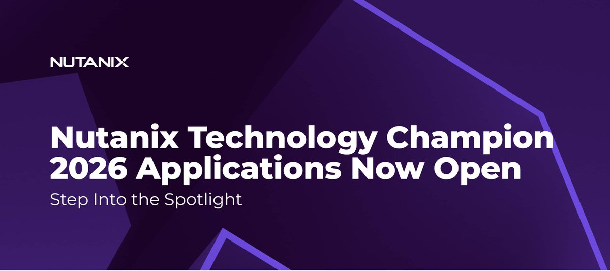 🚀 Step into the spotlight! 

Applications for the 2026 <a href="/Nutanix/">Nutanix Inc.</a> Technology Champions are NOW OPEN!

Bring your ideas, energy &amp; expertise to shape the future of Distributed Hybrid Infrastructure. 🌍

Apply today 👉 is.gd/onb0VL

#NTC2026 #TechChampions #vCommunity