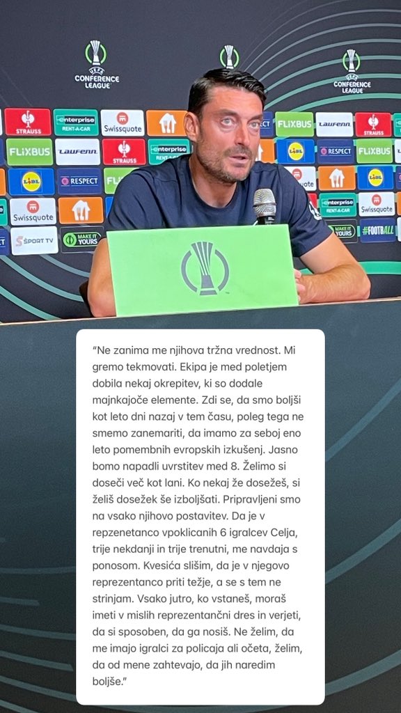 Trener Celja pred jutrišnjo, prvo tekmo ligaškega dela Konferenčne lige proti moštvu AEK iz Aten.

Albert Riera 👇🗣️