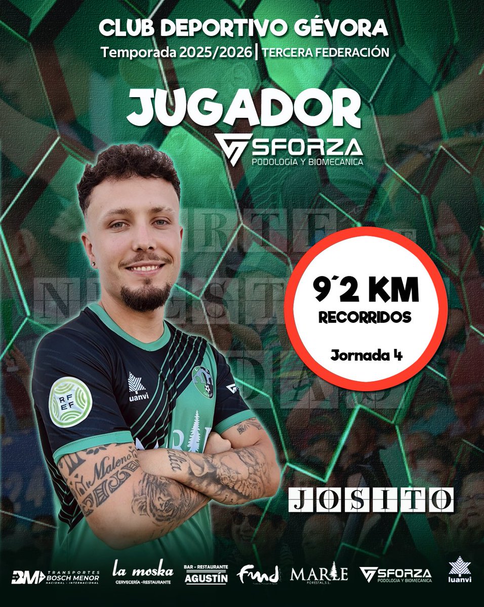 👣 𝐉𝐔𝐆𝐀𝐃𝐎𝐑 𝐒𝐅𝐎𝐑𝐙𝐀 •

🏃🏻 𝐉𝐎𝐒𝐈𝐓𝐎 fue el jugador que más kilómetros recorrió en el partido ante el #CPMontehermoso con un total de 9️⃣’2️⃣ 

👤 <a href="/joselitogv10/">joselitogv10</a>
