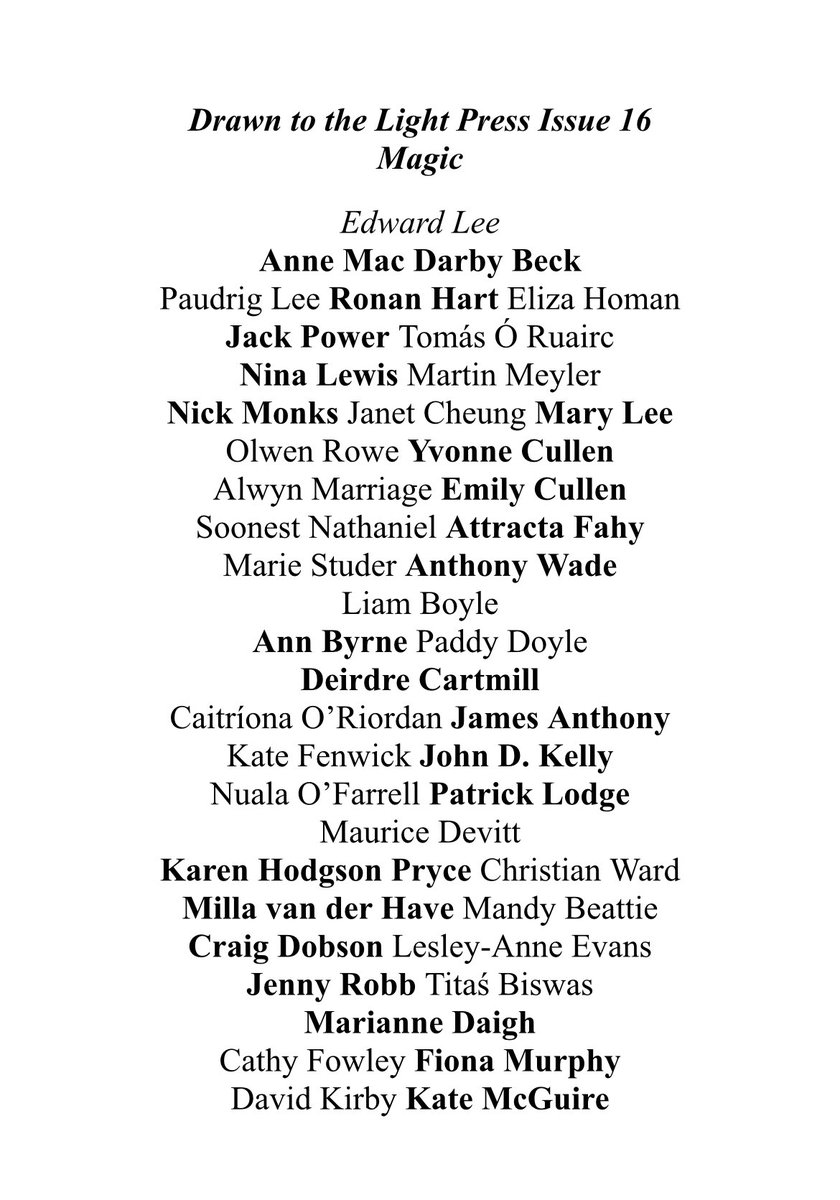 Issue 16 Magic is now available to preorder, it features cover design ‘Marvelous’ by Edward Lee, the 10 shortlisted poems for this year’s Hold Fast to Dreams Poetry Competition and overall the work of 44 poets and artists.