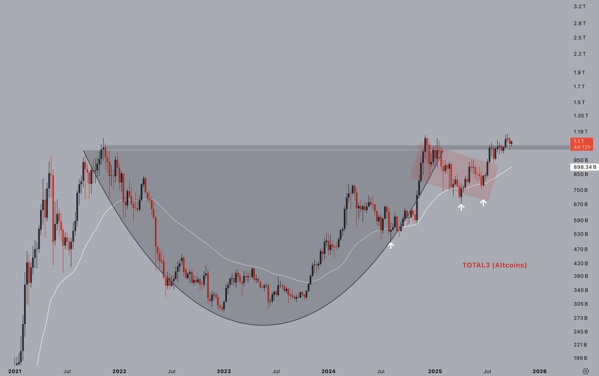 CryptoJelleNL's tweet photo. #Altcoins have turned the previous cycle highs into support.

It's been a long-time coming - but it looks like its time for another Altcoin season.

Bring it on. https://t.co/AiovFzx14v
