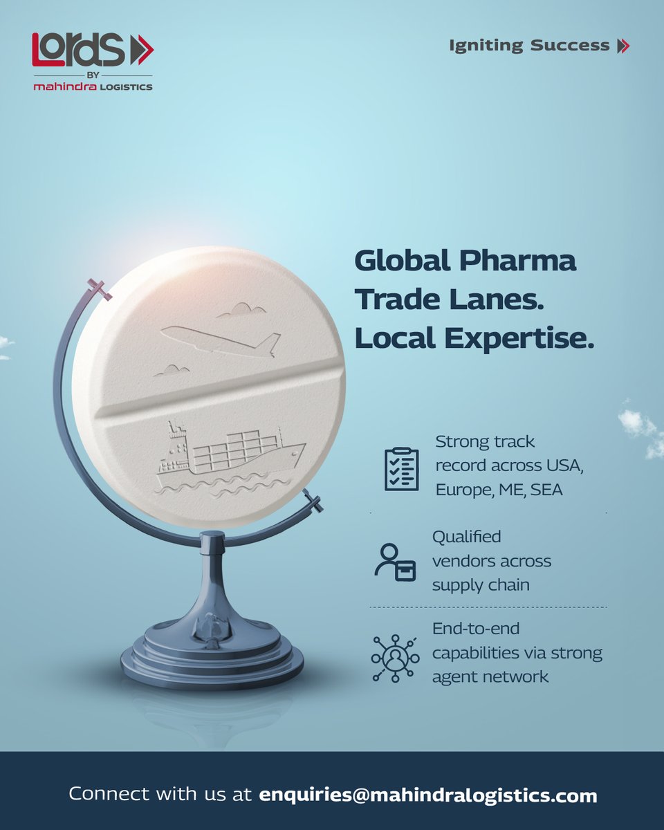 Mahindralog_MLL's tweet image. We deliver critical pharma cargo across global trade lanes with local expertise. Connecting the USA, Europe, Middle East &amp;amp; SEA through strong network.

Visit: mahindralogistics.com/cross-border-l… or connect with us at: enquiries@mahindralogistics.com.

#MahindraLogistics #IgnitingSuccess
