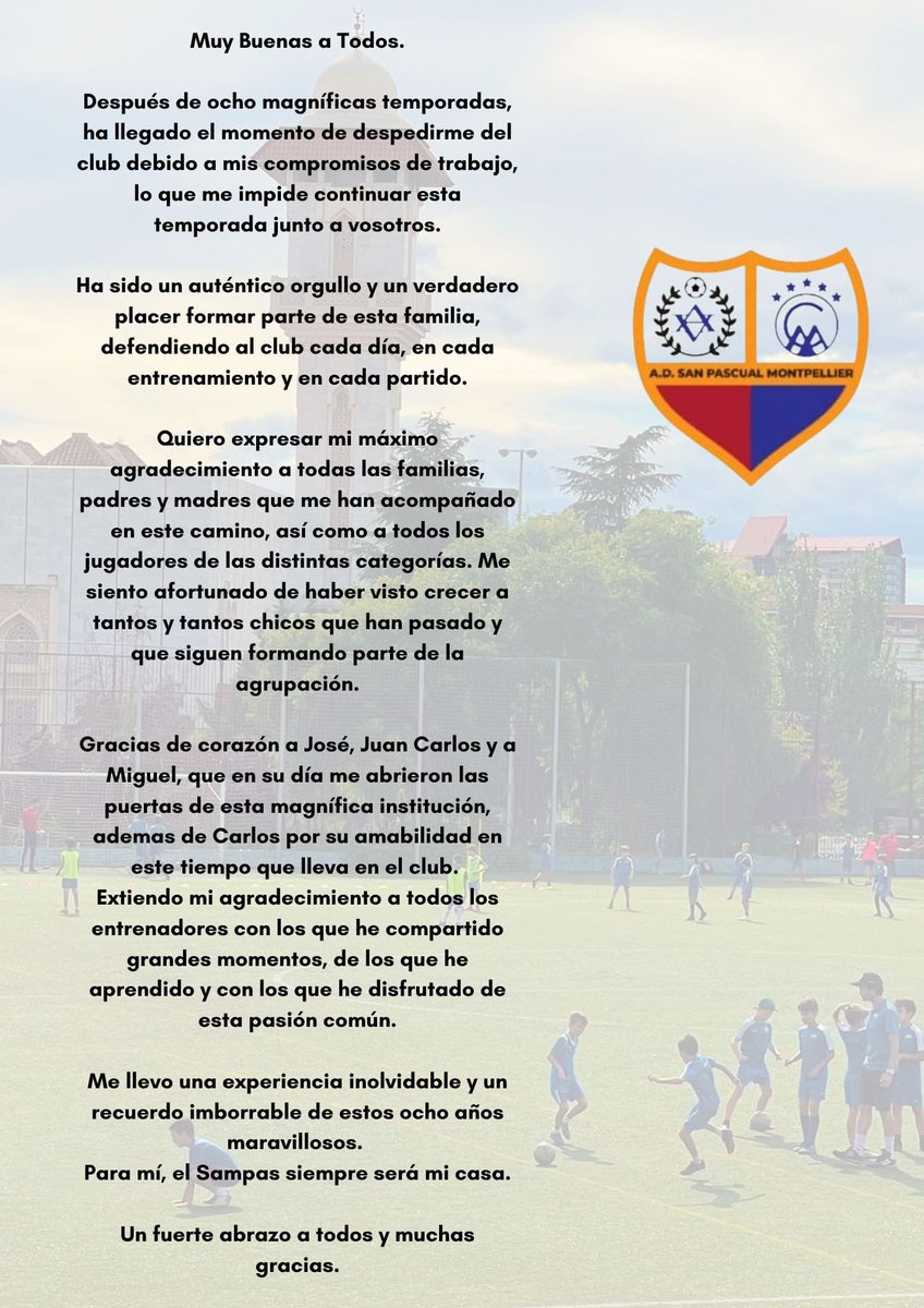 ad_sanpascual's tweet photo. Hoy @Agus91Gomez se despide de la Agrupación para emprender nuevos retos profesionales. 

Agus, solo te vamos a decir dos cosas:

1. Gracias por todo. 
2. Vuelve pronto, esta es tu casa.

🔴🟠🔵 #VamosSanPas #Agus https://t.co/3OiRoZJoPn