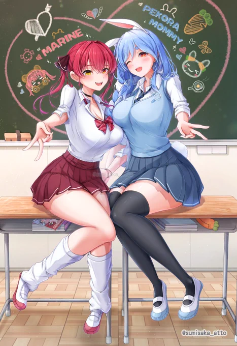 宝鐘マリン×ぺこらマミー制服コラボ! #マリンのお宝 #ぺこママみて