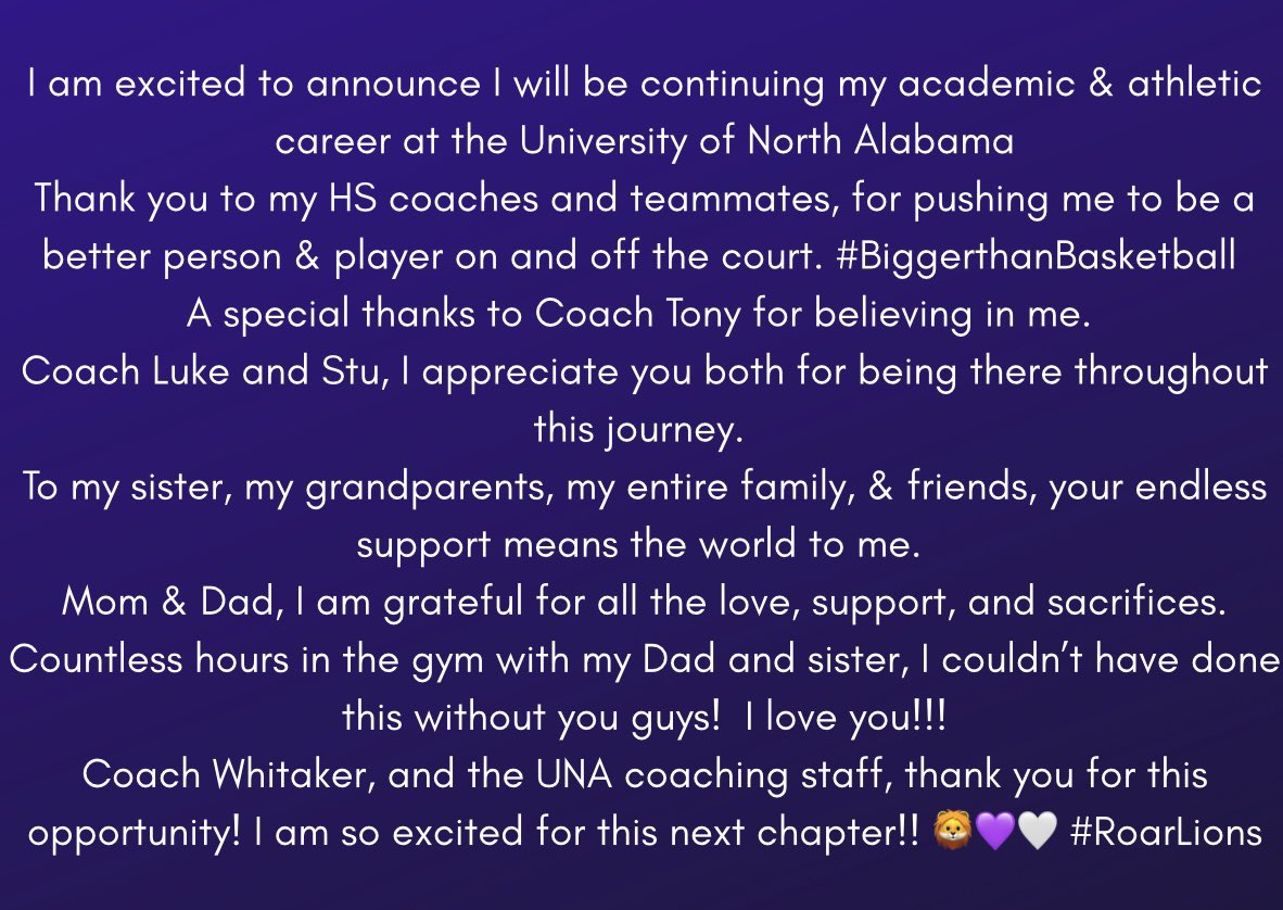 100% COMMITTED!! #AGTG 
<a href="/UNAwbb/">North Alabama Women's Basketball</a> <a href="/CandiWhitaker5/">Candace Whitaker</a> <a href="/SandraAbston/">Coach A</a> <a href="/CoachPetree/">Cayla Petree</a> <a href="/CastleGBasketb1/">@CastleG_Basketball</a> <a href="/IBCWBB/">Indiana Basketball Club</a> <a href="/t_mar1/">Tony Marlin</a> <a href="/LukeScheidecker/">LukeScheidecker</a> <a href="/PGHChristopher/">PGH Christopher</a> <a href="/PGHIndiana/">Prep Girls Hoops Indiana</a>