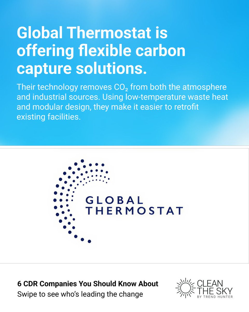 🌍 6 companies you should know in the Carbon Dioxide Removal (CDR) space.
From direct air capture to biofuels, these innovators are redefining what’s possible in the fight against climate change.

Learn more: cleanthesky.com/ecoarticle/cdr…

#CarbonRemoval #CleanTech #ClimateAction