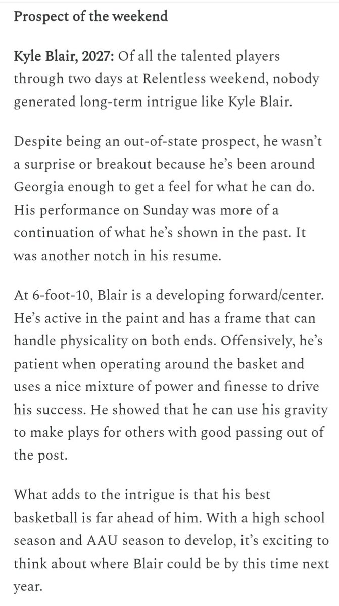 23KyleBlair's tweet image. Honored to be named Prospect of the Weekend at @Relentless_Hoop Select 80.
#ForHISGlory #HumilityOverEgo #DoMore #GoRoyals