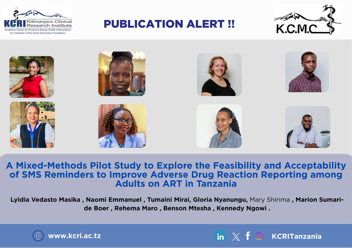 Kilimanjaro Clinical Research Institute (@kcritanzania) on Twitter photo Qualitative data indicate that the SMS system is an accessible and widely accepted intervention among PLHIV in Tanzania.
pmc.ncbi.nlm.nih.gov/articles/PMC12β¦
<a href="/wizara_afyatz/">Wizara ya Afya Tanzania πΉπΏ</a> <a href="/EDCTP3/">Global Health EDCTP3</a> <a href="/EDCTP/">EDCTP</a> <a href="/EACCR2/">Eastern Africa Consortium for Clinical Research</a> <a href="/Kcmc1971/">Kilimanjaro Christian Medical Centre</a> <a href="/kcmucotz/">KCMC University</a> Qualitative data indicate that the SMS system is an accessible and widely accepted intervention among PLHIV in Tanzania.
pmc.ncbi.nlm.nih.gov/articles/PMC12β¦
<a href="/wizara_afyatz/">Wizara ya Afya Tanzania πΉπΏ</a> <a href="/EDCTP3/">Global Health EDCTP3</a> <a href="/EDCTP/">EDCTP</a> <a href="/EACCR2/">Eastern Africa Consortium for Clinical Research</a> <a href="/Kcmc1971/">Kilimanjaro Christian Medical Centre</a> <a href="/kcmucotz/">KCMC University</a>
