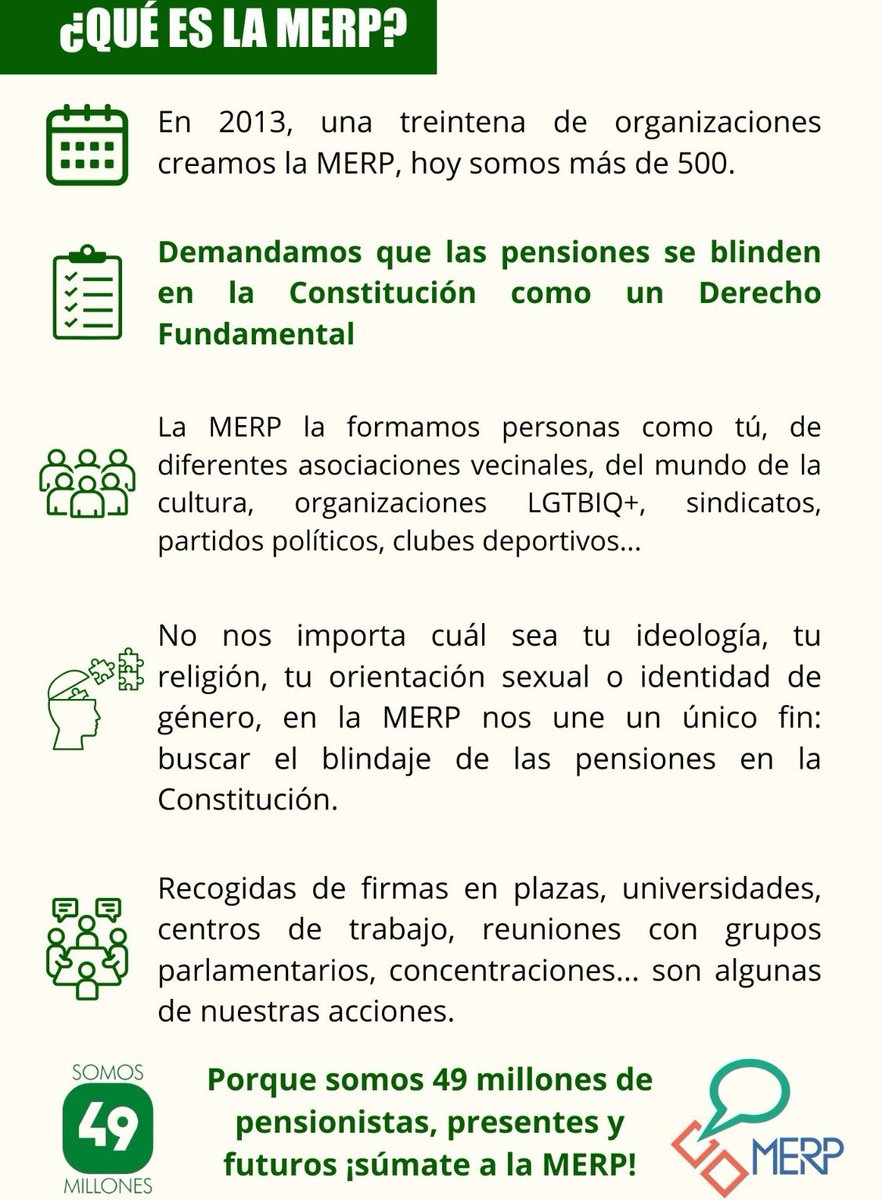 Hoy #DíaInternacionalDeLasPersonasMayores además de celebrar a nuestros mayores, aprovechamos para saludar a todas las organizaciones con las que compartimos adhesión a la <a href="/merp_org/">Mesa Estatal por el Blindaje de las Pensiones</a> y recordar nuestro objetivo #blindarlaspensiones en la Constitución👌🏼🔏 #DíaDeLasPersonasMayores