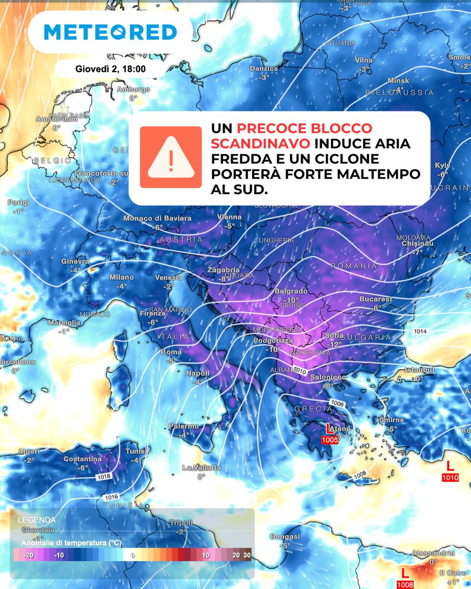 meteoredit's tweet image. Ecco le #mappe dell'arrivo di una nuova perturbazione e i crolli termici nei prossimi giorni. 🥶

🗞️ Ultime previsioni #meteo: f.mtr.cool/gxaqugznpj