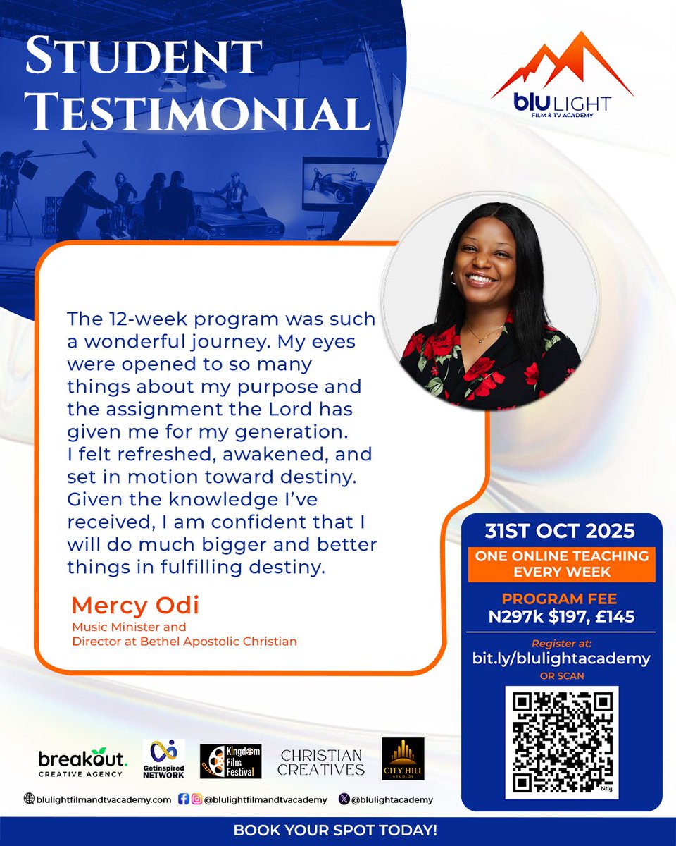 blulightacademy's tweet photo. "My eyes were opened to so many things about my purpose and the assignment the Lord has given me for my generation."

~ Mercy Odi
Music minister and Director @Bethelapostolicchristain

...... https://t.co/GSKsZg6tMJ