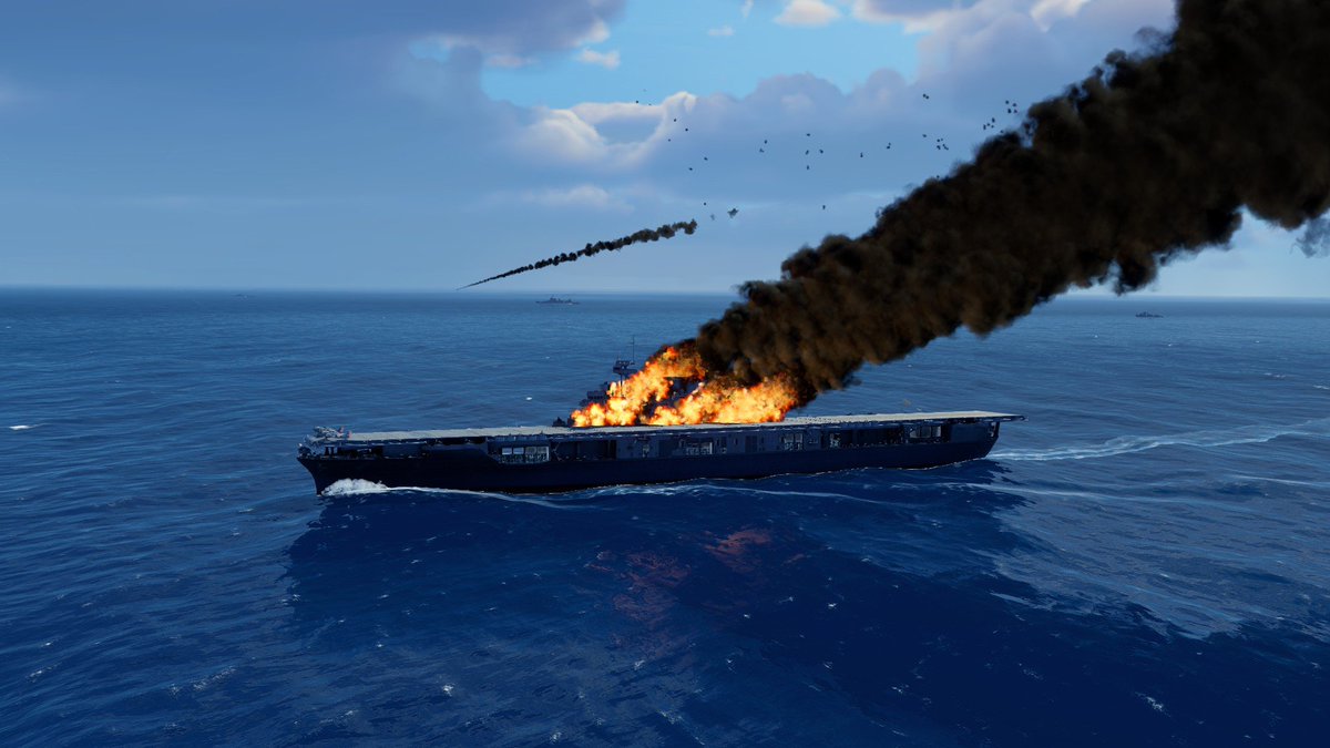DrydockDreams's tweet image. That&apos;s a lot of damage...!😫
Rough dive bomber episode for Yorktown. By Yago captured on the beta, on the official discord server of Task Force Admiral!
#indiedev #usnavy  #Simulation