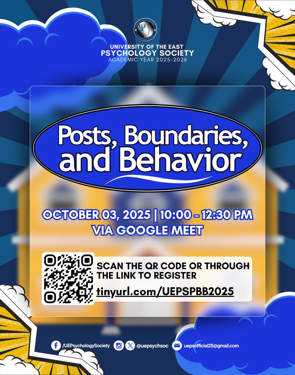 UEPsychSoc's tweet photo. 𝐒𝐞𝐞 𝐲𝐨𝐮 𝐨𝐧𝐥𝐢𝐧𝐞, 𝐏𝐬𝐲𝐜𝐡𝐦𝐚𝐭𝐞𝐬! 💙🧡💛

#UEPS2526
#VivaSikolohEASTa https://t.co/wOMYiY0V1I