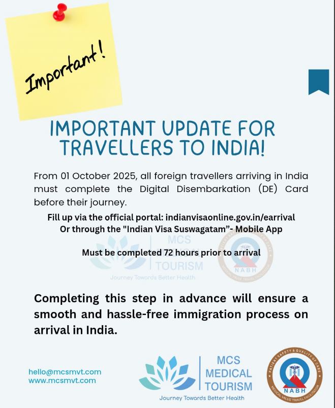 MedTourTraining's tweet photo. Foreign travelers to India must now submit a Digital Declaration card online at least 72 hours before arrival. Thank you to MSC Medical Tourism for sharing this important information. #TravelUpdate #IndiaTravel #TravelRequirements #EntryRules #TravelAlert
#DigitalDeclaration https://t.co/cBfmFcchxB