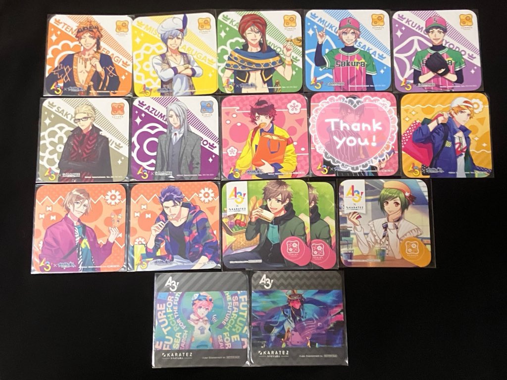 atono_tk's tweet photo. 【交換】A3! カラ鉄 コースター

譲)咲也,綴,天馬,幸,椋,三角,一成,九門,万里,十座,左京,誉,東

求)2枚目参照

土日都内手渡し(日程要相談),郵送(2枚〜)
複数枚纏めて最優先(ご返信にお時間いただく場合有)
過去のもので難しいと思いますが、検索より大歓迎です。よろしくお願いします。 https://t.co/O4iBgzTwVF