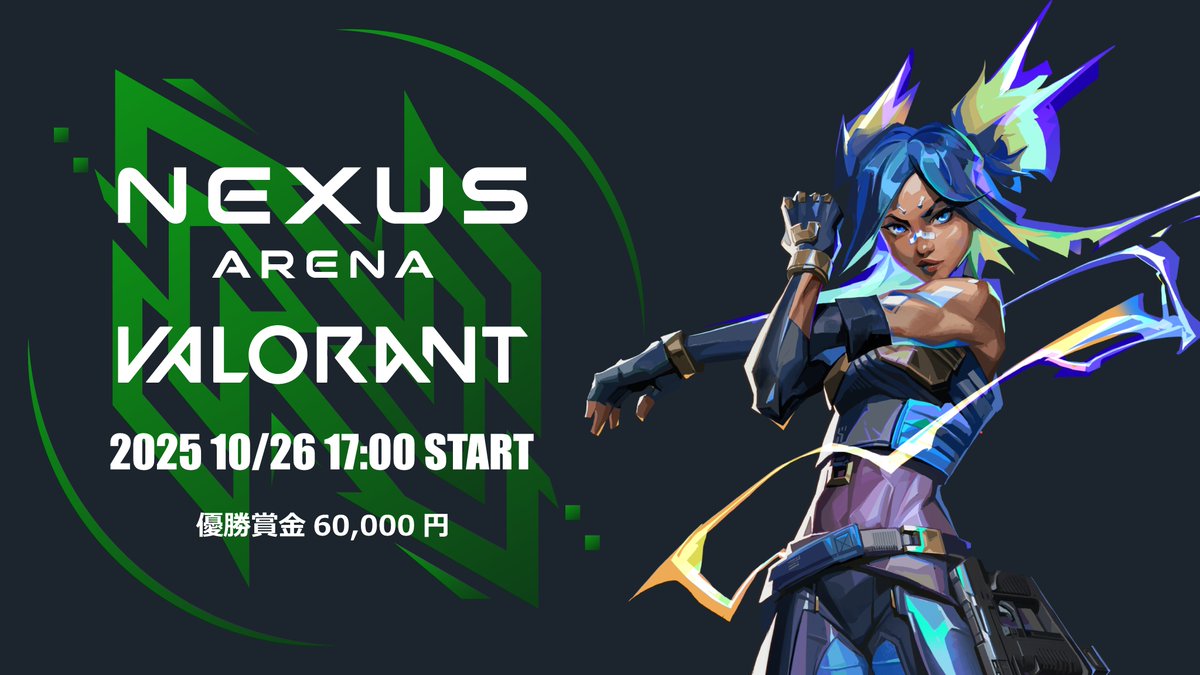 NexusArena01's tweet photo. 【Nexus Arena VALORANT #1】 
Nexus Arena主催のVALORANT大会を開催します。
  
開催日：10月26日(日) チェックイン：16時00分 試合開始：17時00分 

優勝賞金：6万円  
試合形式： Best16～準決勝：Bo1 決勝：Bo3  
応募フォーム：参加条件詳細ありhttps://t.co/mU0SLiXVJS

#VALORANT #Valorant大会 https://t.co/uAwBSTLXDL