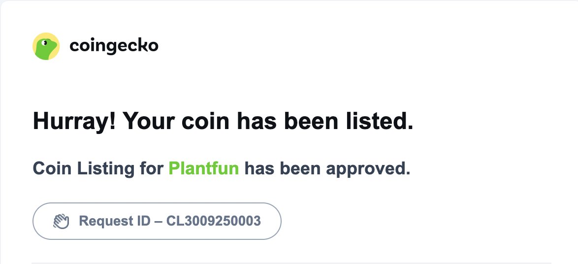 plantfunSOL's tweet photo. We are now listed on CG! https://t.co/6xfFQT2rc3