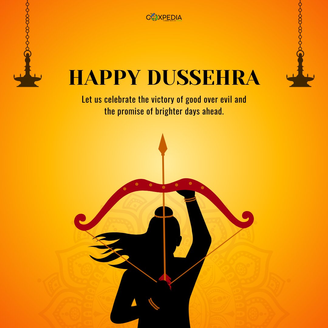 GoXpedia's tweet photo. Wishing you all a very Happy Dussehra! #HappyDussehra  #VictoryOfGood #IndianFestivals https://t.co/tVMLJjv7Vd