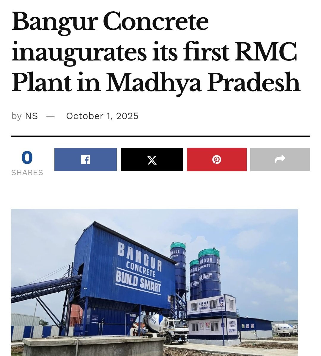 Indore_Index's tweet photo. Bhopal
Bangur Concrete launches its first RMC plant in Bhopal, Madhya Pradesh
60 m³/hr, expanding to 23 RMC plants across India. Built for high performance & eco-friendly delivery.
#Bhopal #Construction #SustainableBuilds #InvestInMP https://t.co/NU9zuJ85Ze