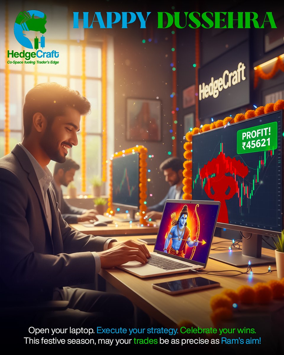 wearehedgecraft's tweet image. 🔥 This Dussehra, conquer the market like Lord Ram conquered evil! 🔥
#HedgeCraft #CoTradingSpace #TradersCommunity #PropDesk #MarketMastery #HappyDussehra #EquityDerivatives #TradingWithLeverage #TraderLife #ProfitAndGrowth