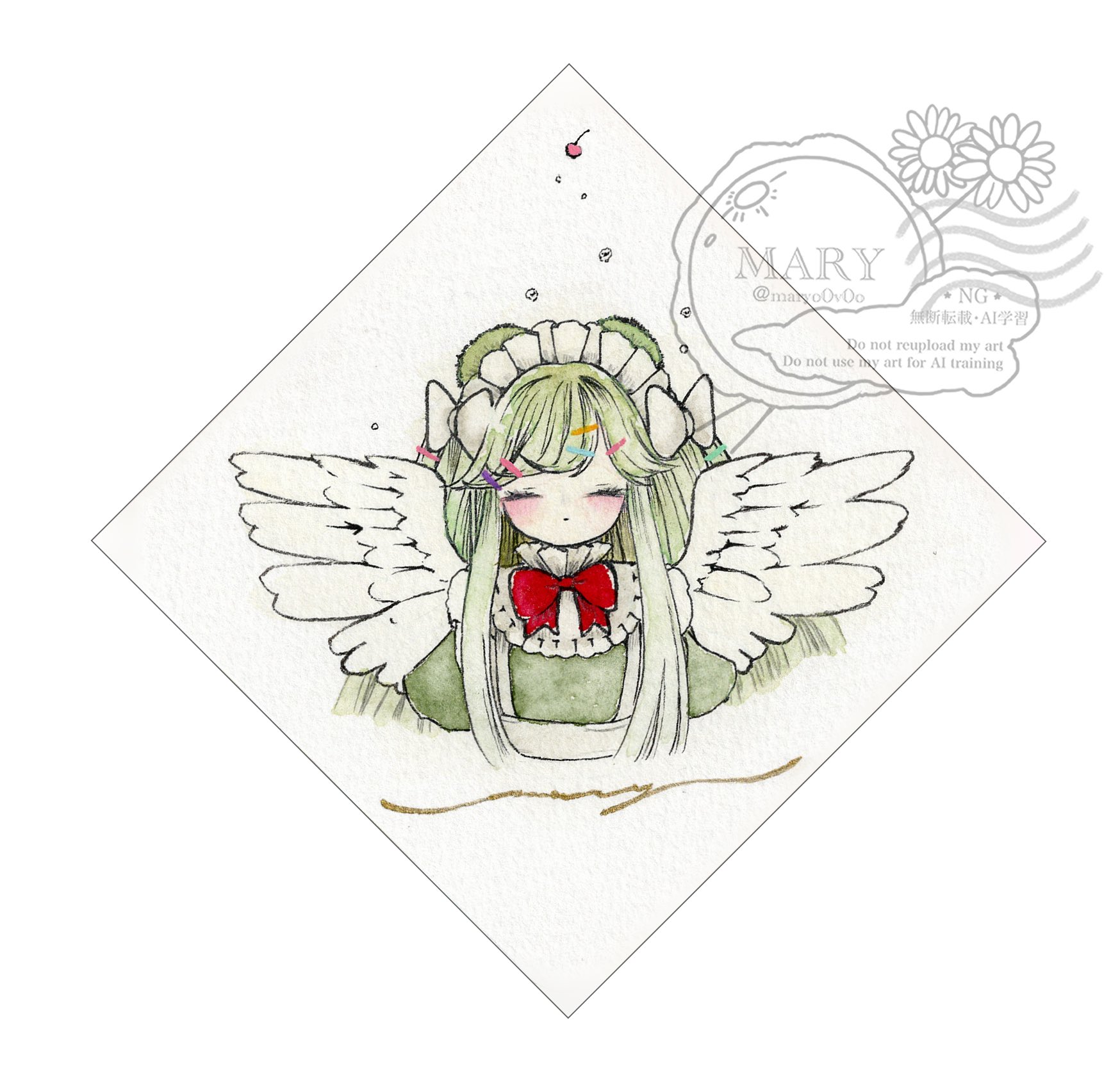 Cherryさま専用（原画）青空と虹のメロディ【水彩画】ほか　6点おまとめ Cherryさま専用3月（原画）月と一緒に【水彩画】ほか 6点お
